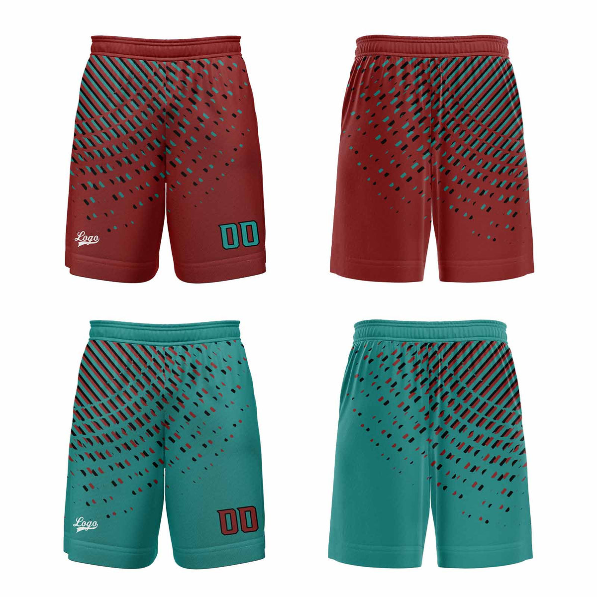 Custom Cyan Red Reversible Basketball Suit for Adults and Kids Personalized Jersey enthsush