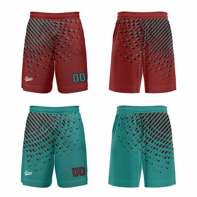 Custom Cyan Red Reversible Basketball Suit for Adults and Kids Personalized Jersey enthsush