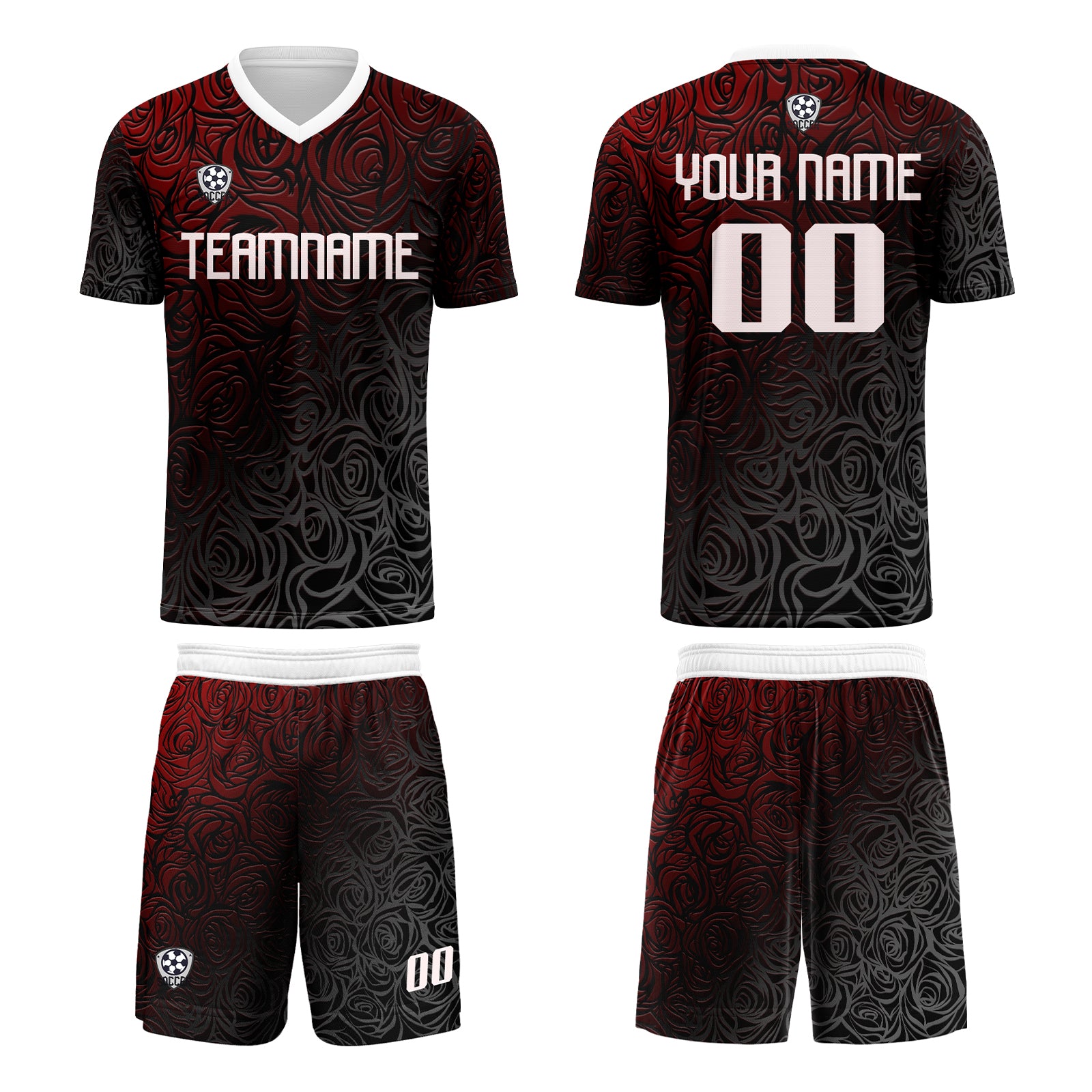 Custom Red Silver Jerseys for Men Women Personalized Soccer Uniforms for Adult and Kid enthsush