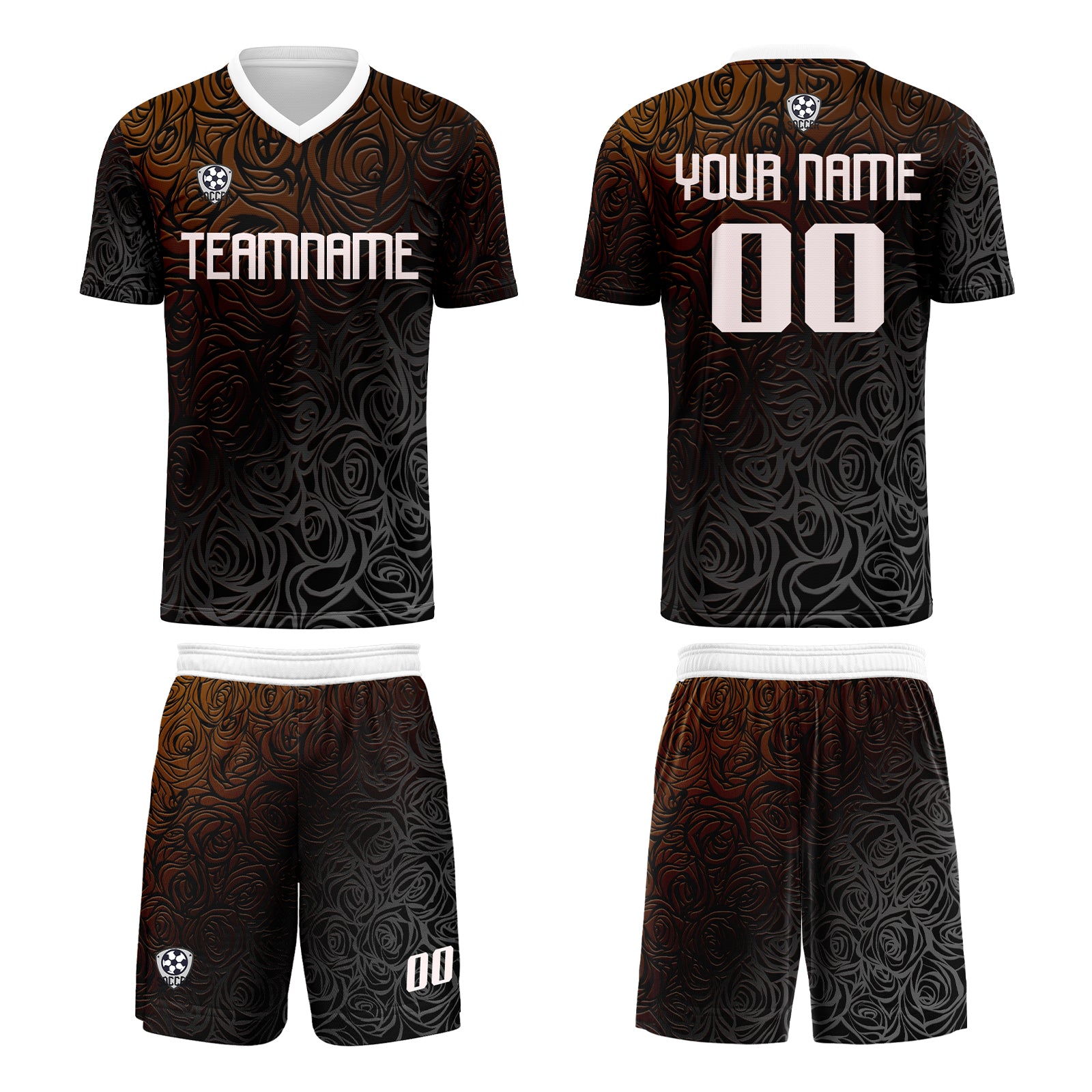 Custom Brown Silver Jerseys for Men Women Personalized Soccer Uniforms for Adult and Kid enthsush