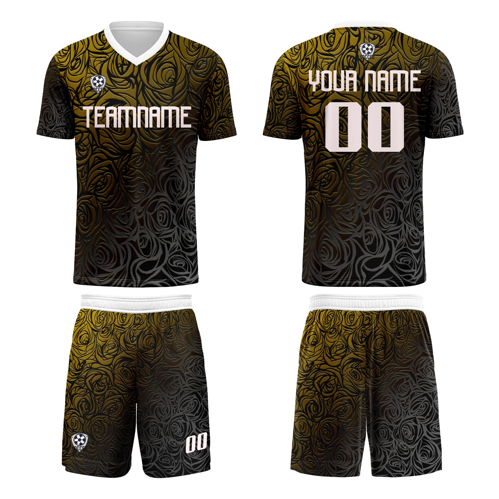 Custom Yellow Silver Jerseys for Men Women Personalized Soccer Uniforms for Adult and Kid enthsush
