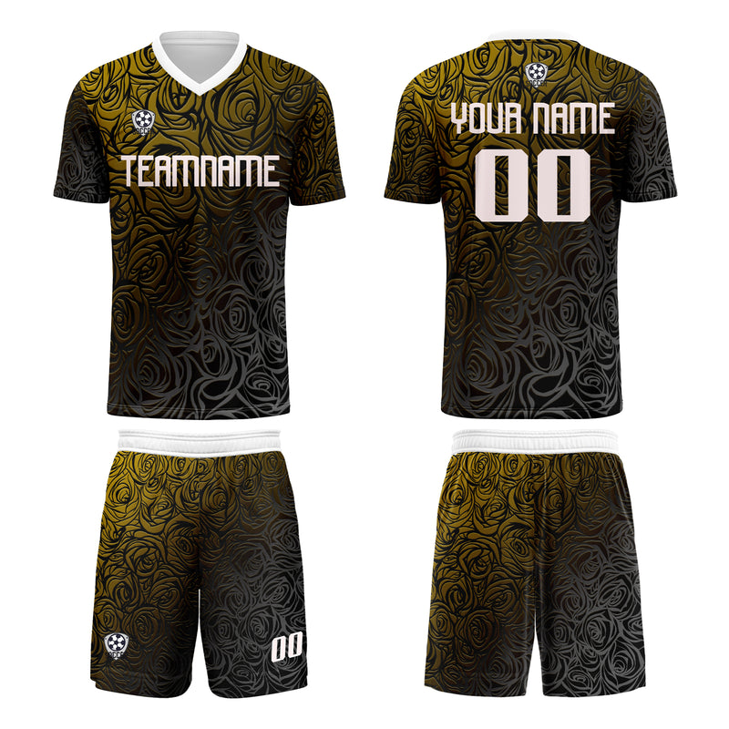 Custom Yellow Silver Jerseys for Men Women Personalized Soccer Uniforms for Adult and Kid