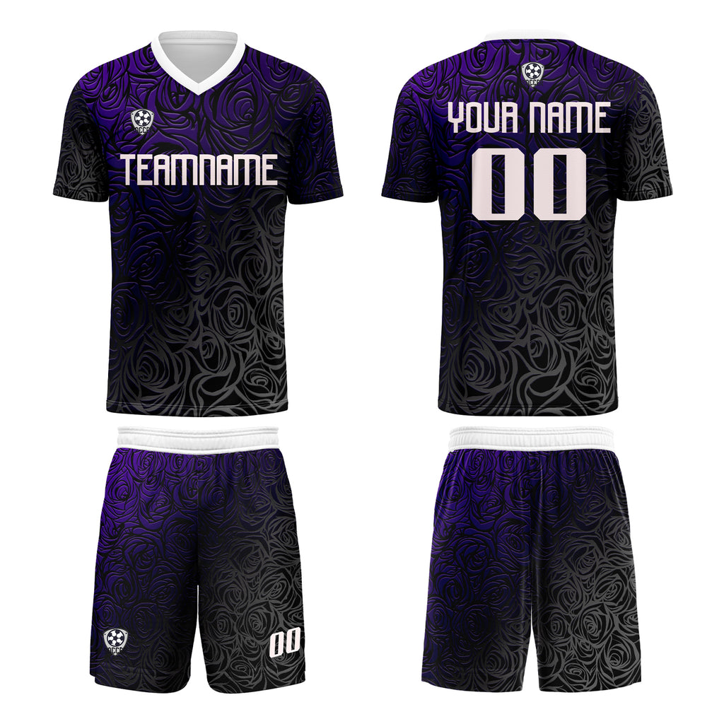 Custom Purple Silver Jerseys for Men Women Personalized Soccer Uniforms for Adult and Kid enthsush