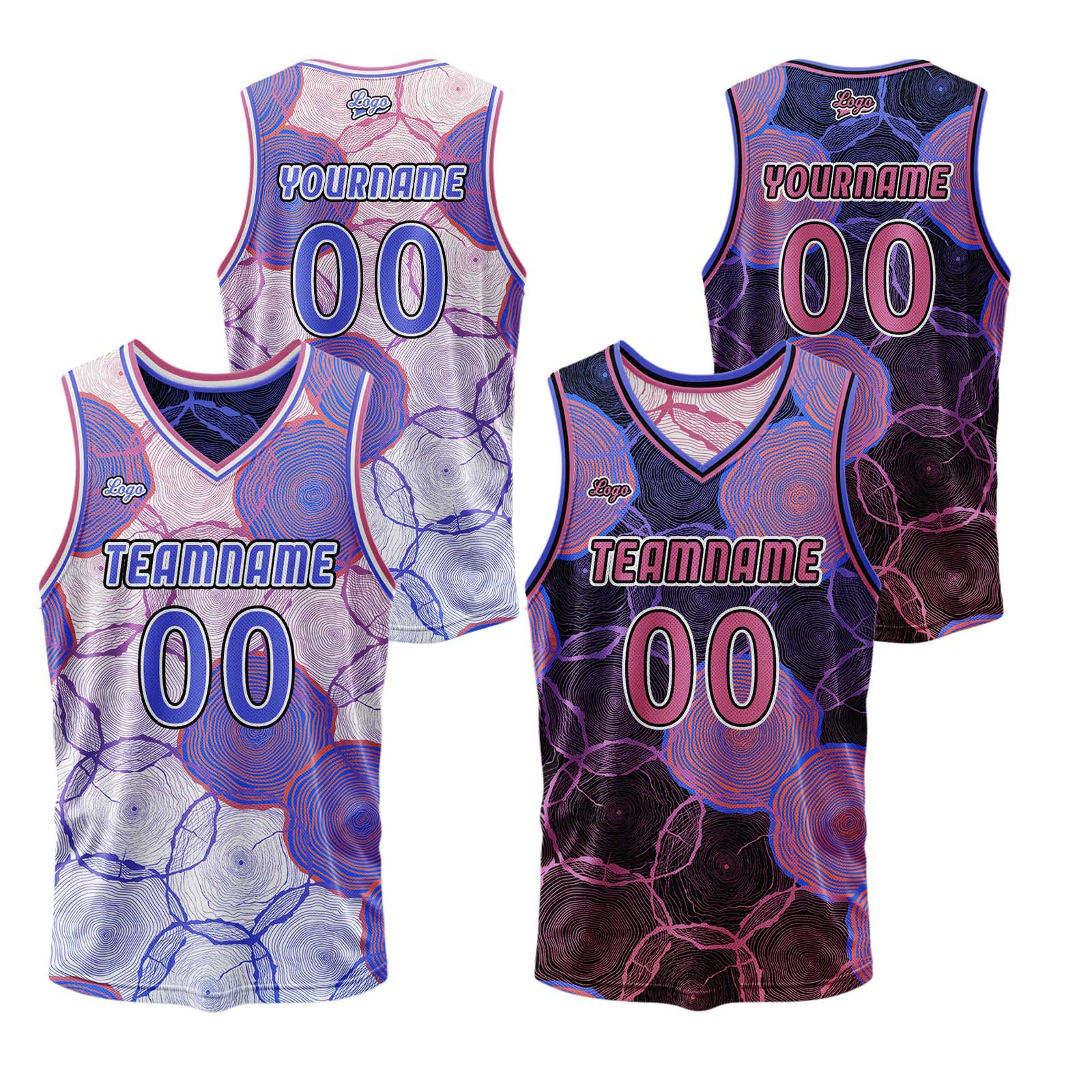Custom Blue Purple Reversible Basketball Suit for Adults and Kids Personalized Jersey enthsush