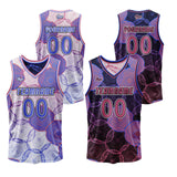 Custom Blue Purple Reversible Basketball Suit for Adults and Kids Personalized Jersey