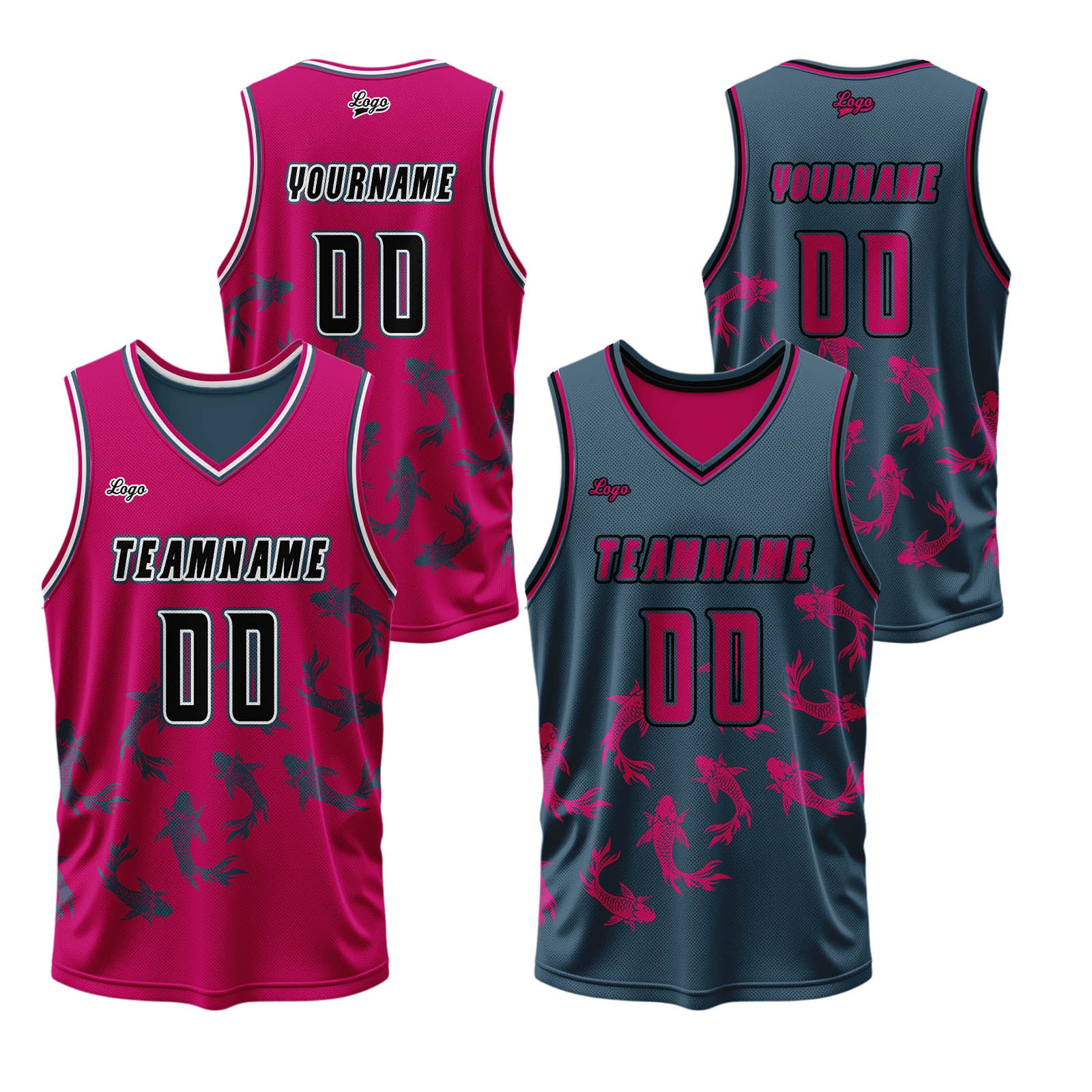 Custom Rose Blue Reversible Basketball Suit for Adults and Kids Personalized Jersey enthsush