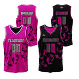 Custom Plum Pink Black Reversible Basketball Suit for Adults and Kids Personalized Jersey