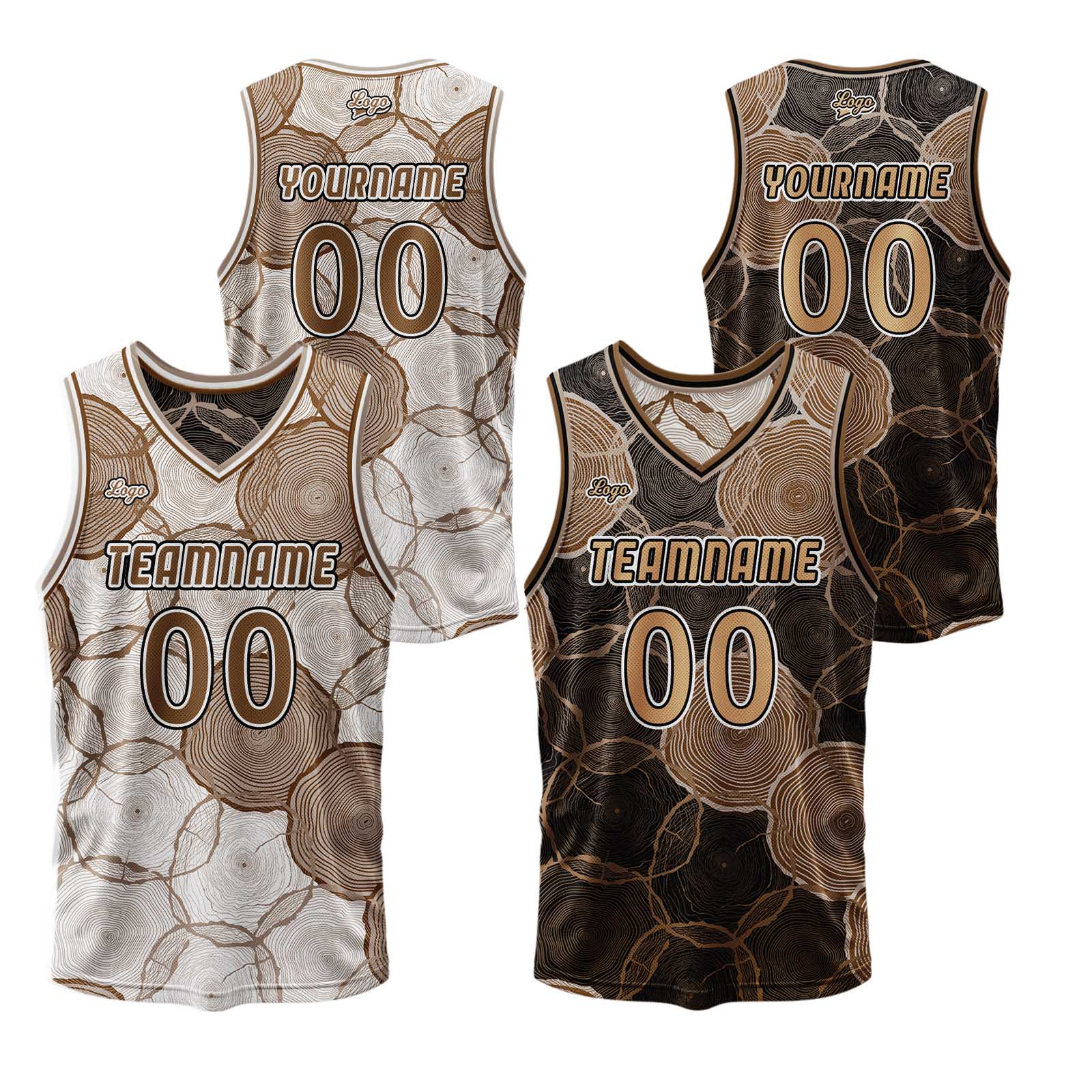 Custom Brown Reversible Basketball Suit for Adults and Kids Personalized Jersey enthsush