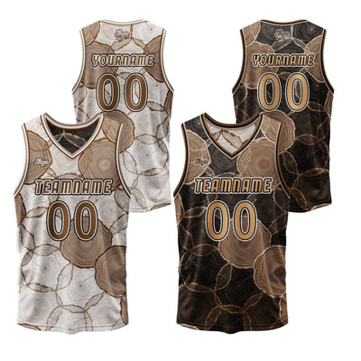 Custom Brown Reversible Basketball Suit for Adults and Kids Personalized Jersey enthsush