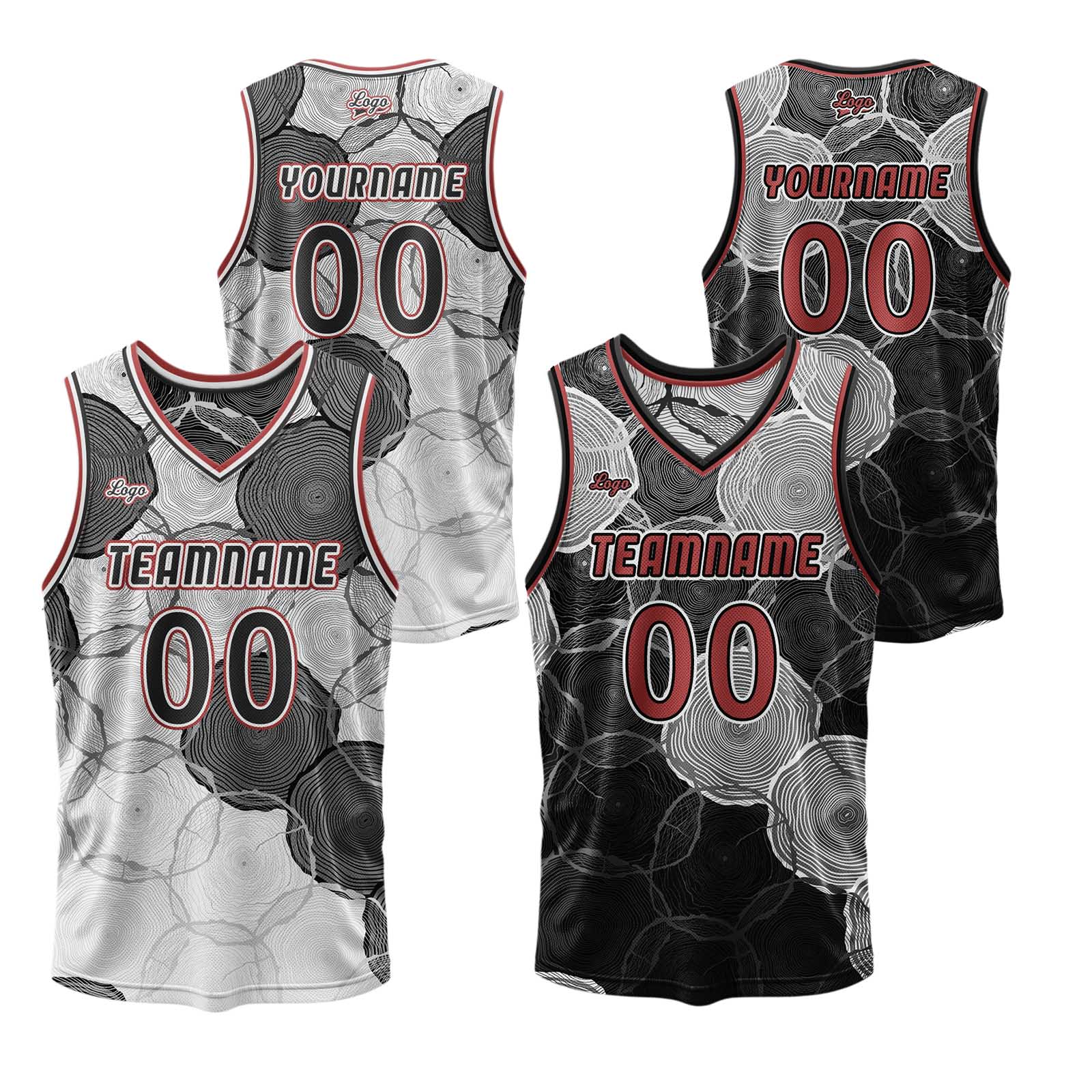 Custom Black Gray Reversible Basketball Suit for Adults and Kids Personalized Jersey enthsush