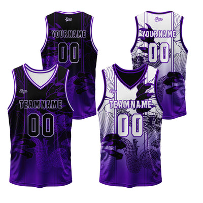 Custom Purple Reversible Basketball Suit for Adults and Kids Personalized Jersey enthsush