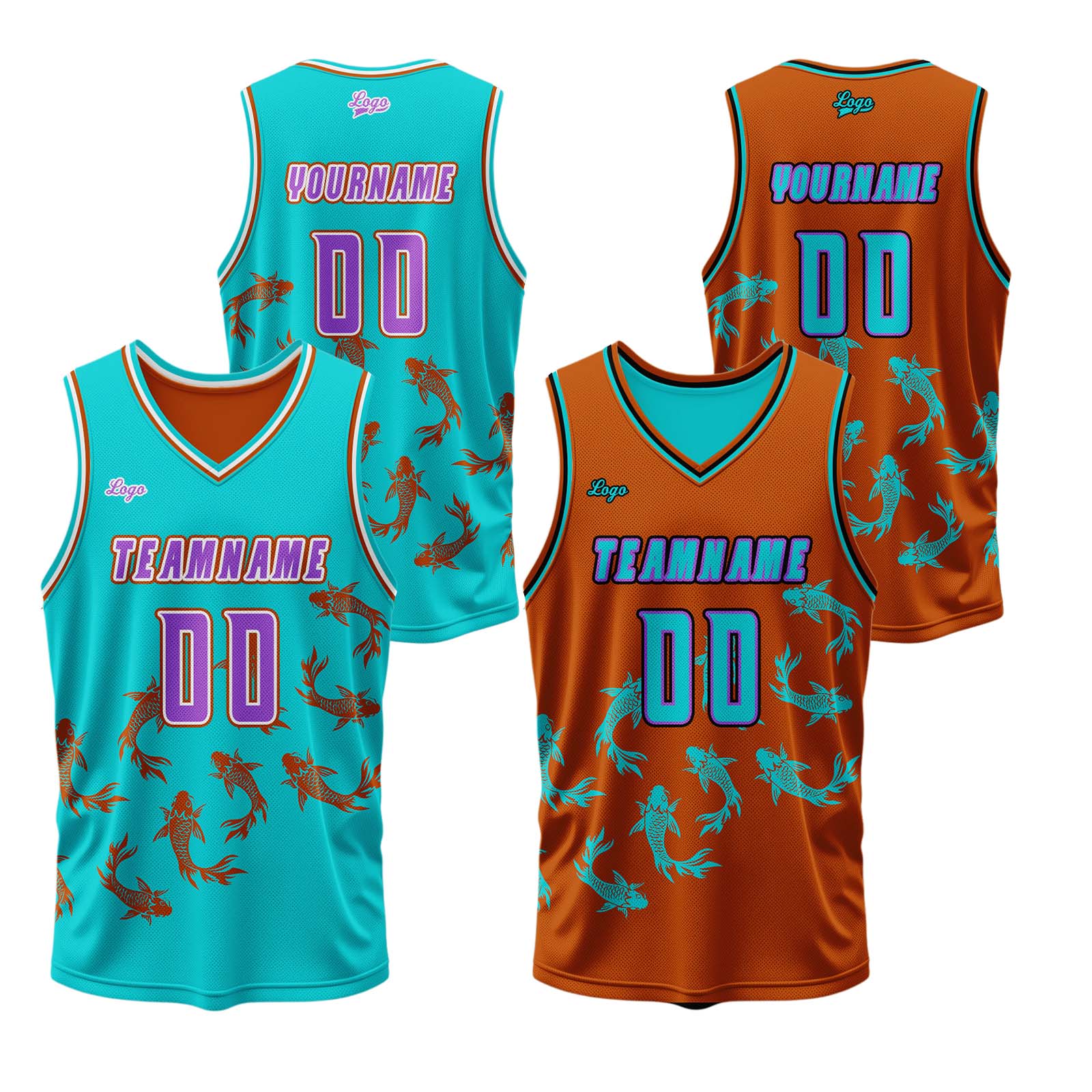 Custom Blue Orange Reversible Basketball Suit for Adults and Kids Personalized Jersey enthsush