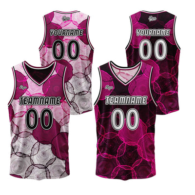 Custom Pink Red Reversible Basketball Suit for Adults and Kids Personalized Jersey enthsush
