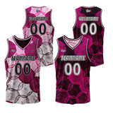 Custom Pink Red Reversible Basketball Suit for Adults and Kids Personalized Jersey