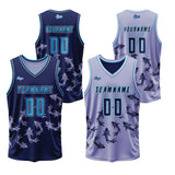 Custom Blue Purple Reversible Basketball Suit for Adults and Kids Personalized Jersey