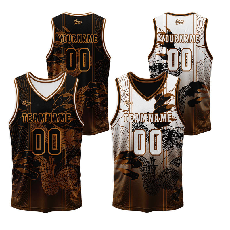 Custom Brown Reversible Basketball Suit for Adults and Kids Personalized Jersey