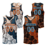 Custom Blue Orange Reversible Basketball Suit for Adults and Kids Personalized Jersey