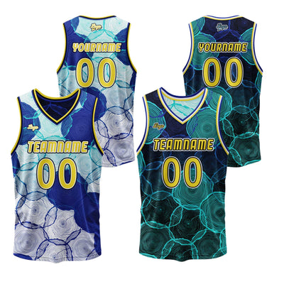 Custom Blue Green Reversible Basketball Suit for Adults and Kids Personalized Jersey enthsush