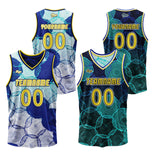 Custom Blue Green Reversible Basketball Suit for Adults and Kids Personalized Jersey