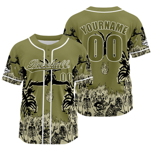 Custom  Olive Green Baseball Jersey Personalized Baseball Shirt for Men Women Kids Youth enthsush
