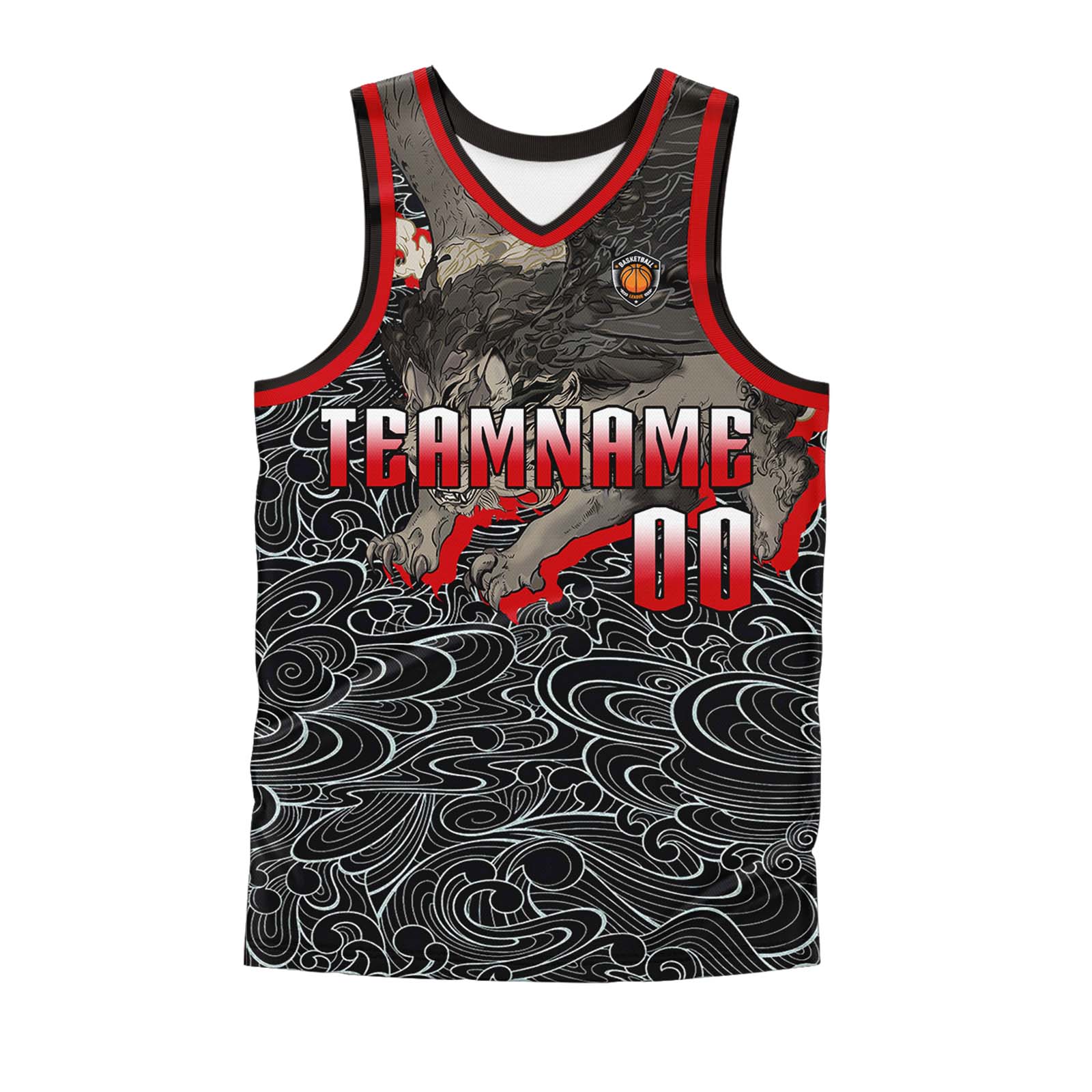 Custom Black Red Basketball Jersey Uniform Suit Printed Your Logo Name Number enthsush