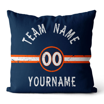 Custom Football Throw Pillow for Men Women Boy Gift Printed Your Personalized Name Number Navy & Orange enthsush