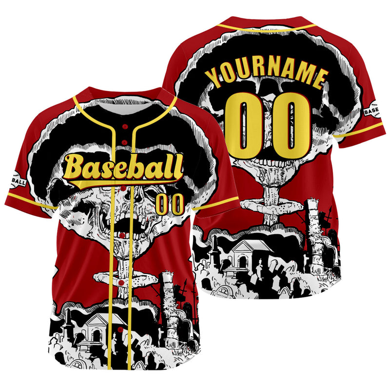 Custom Red Baseball Jersey Personalized Baseball Shirt for Men Women Kids Youth