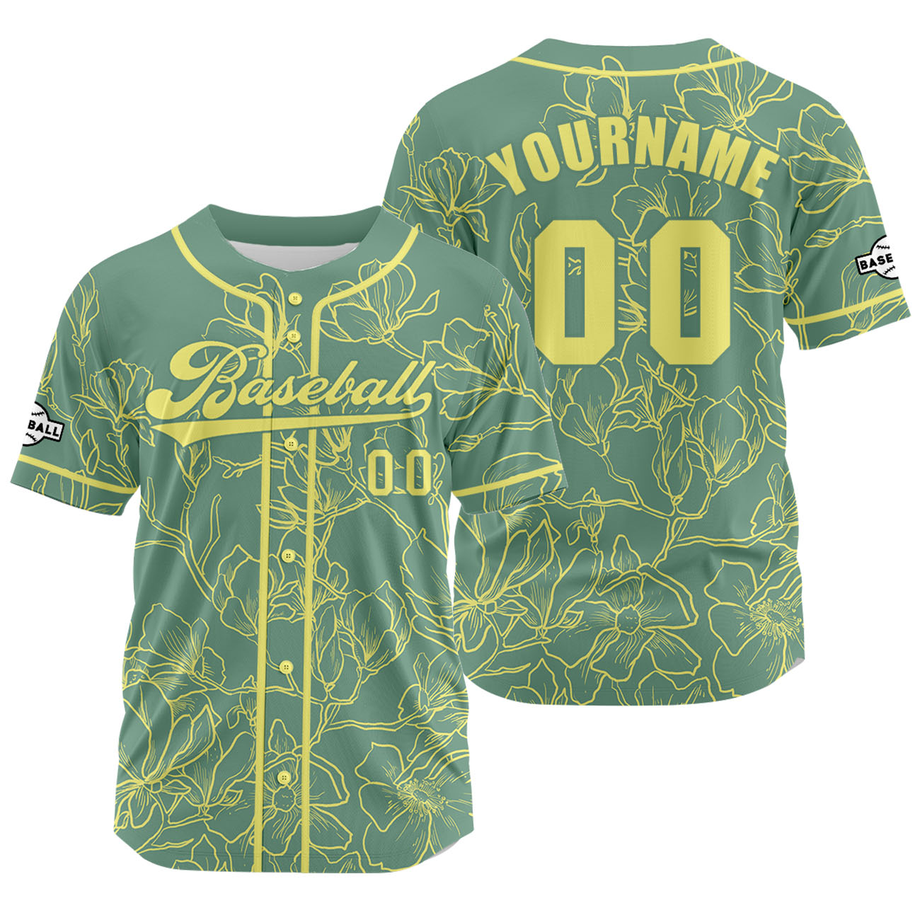 Custom Green Yellow Jersey Personalized Baseball Shirt for Men Women Kids Youth enthsush