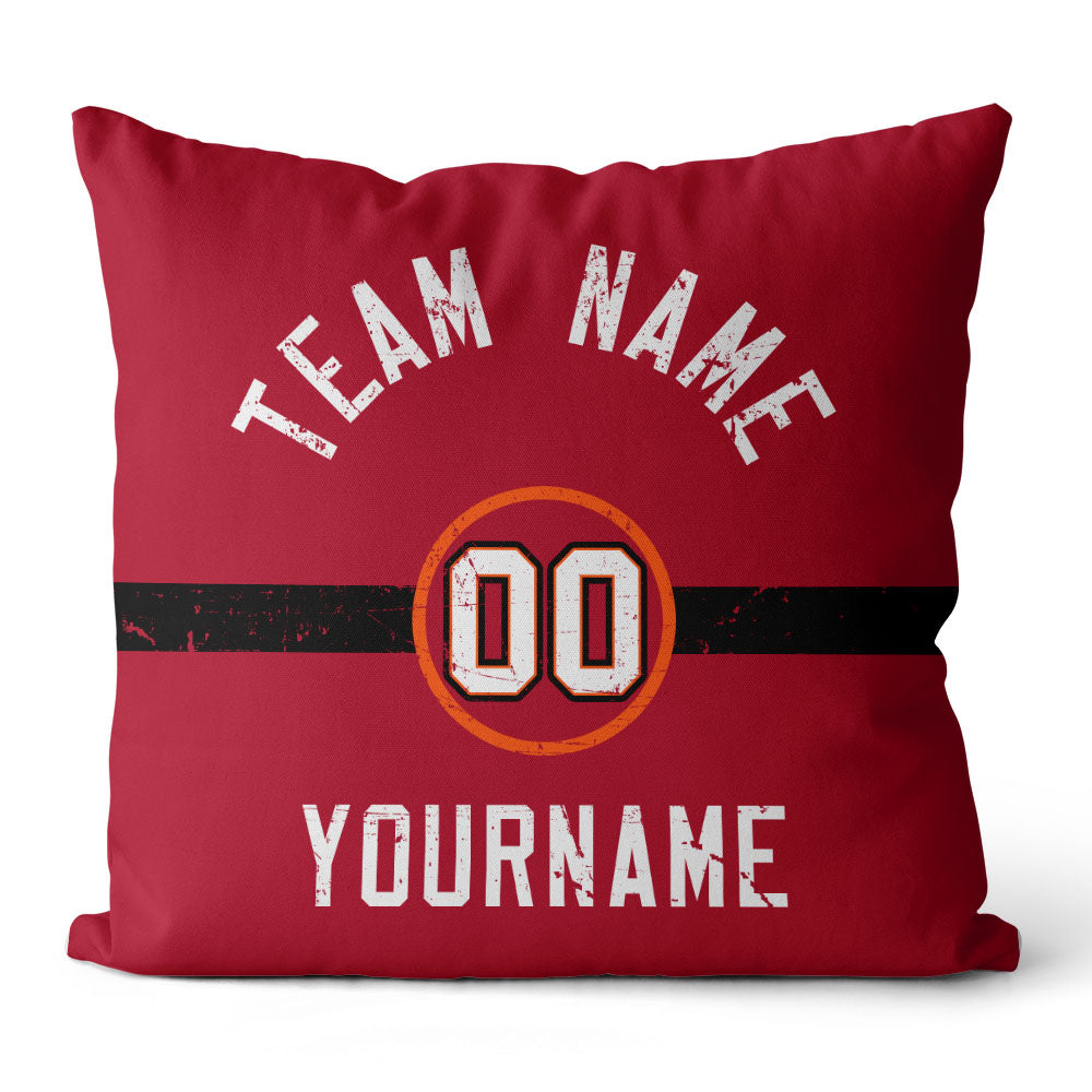 Custom Football Throw Pillow for Men Women Boy Gift Printed Your Personalized Name Number Red & White & Black enthsush