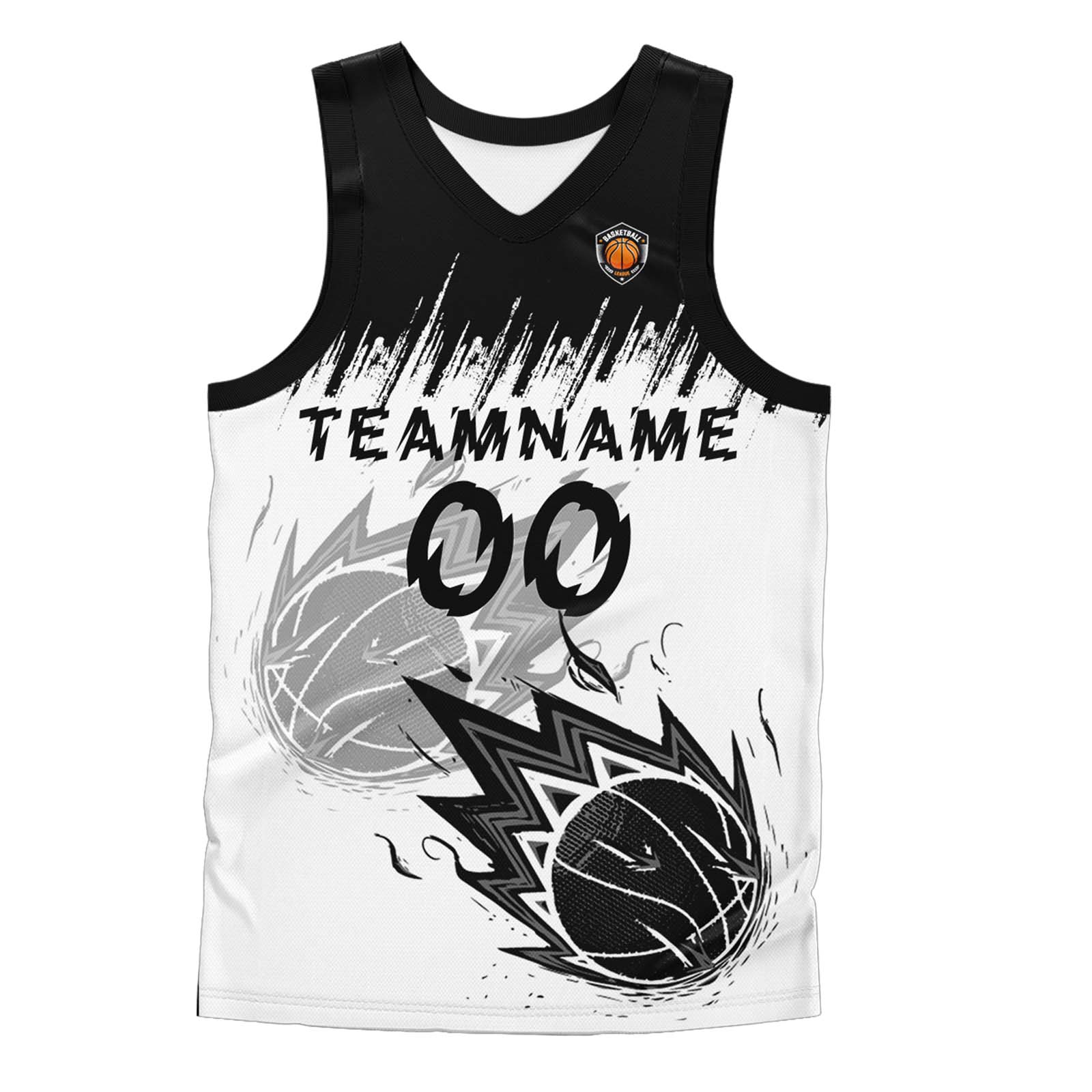 Custom Black White Basketball Jersey Uniform Suit Printed Your Logo Name Number enthsush