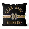Custom Football Throw Pillow for Men Women Boy Gift Printed Your Personalized Name Number Black & White & Gold enthsush