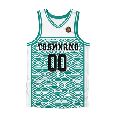 Custom White Teal Basketball Jersey Uniform Suit Printed Your Logo Name Number enthsush