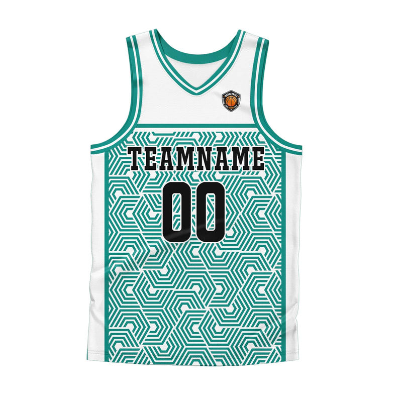 Custom White Teal Basketball Jersey Uniform Suit Printed Your Logo Name Number