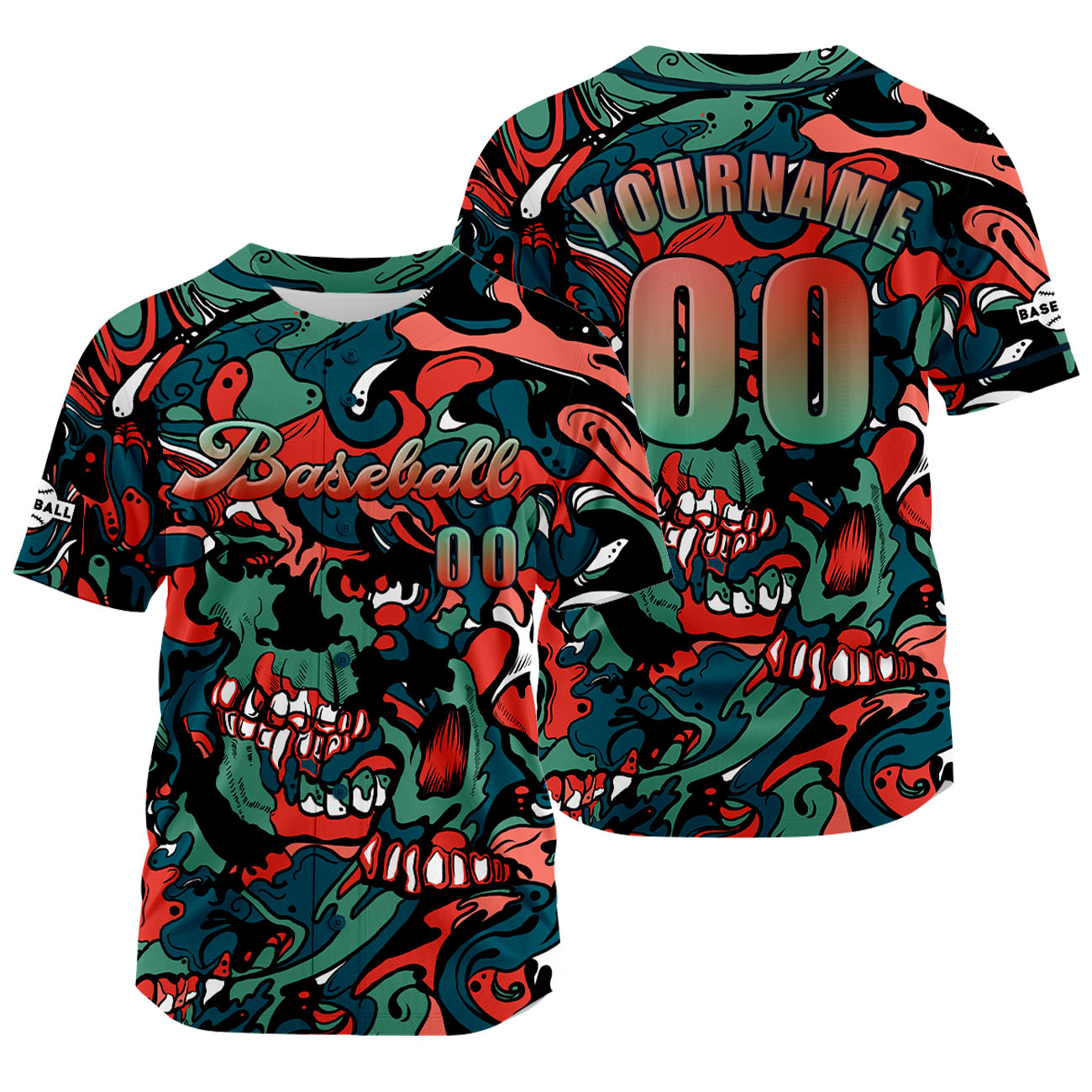 Custom Red Green Jersey Personalized Baseball Shirt for Men Women Kids Youth enthsush