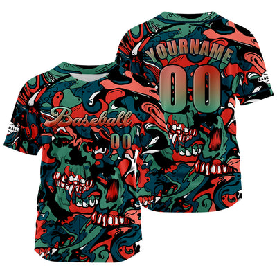 Custom Red Green Jersey Personalized Baseball Shirt for Men Women Kids Youth enthsush