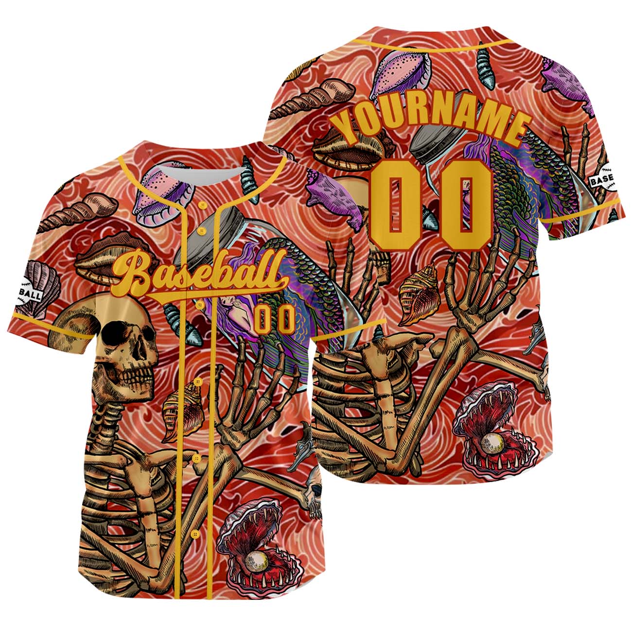 Custom Red Yellow Jersey Personalized Baseball Shirt for Men Women Kids Youth enthsush