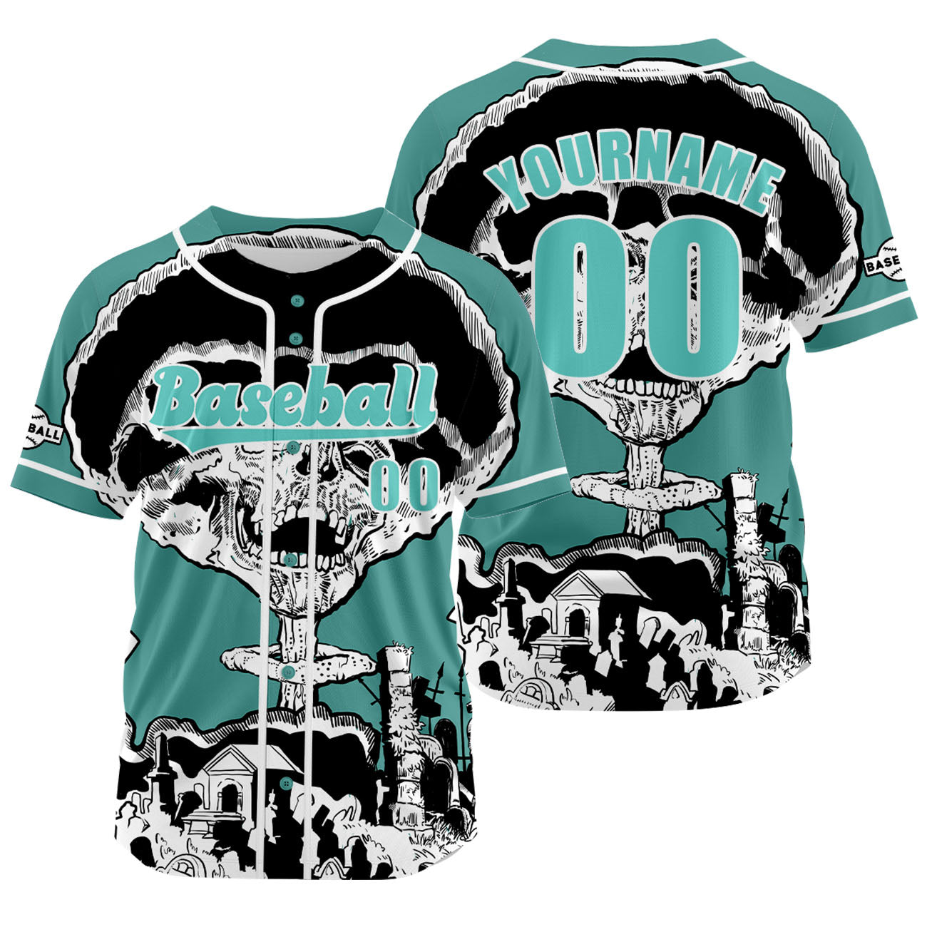 Custom Blue Green Baseball Jersey Personalized Baseball Shirt for Men Women Kids Youth enthsush