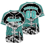 Custom Blue Green Baseball Jersey Personalized Baseball Shirt for Men Women Kids Youth