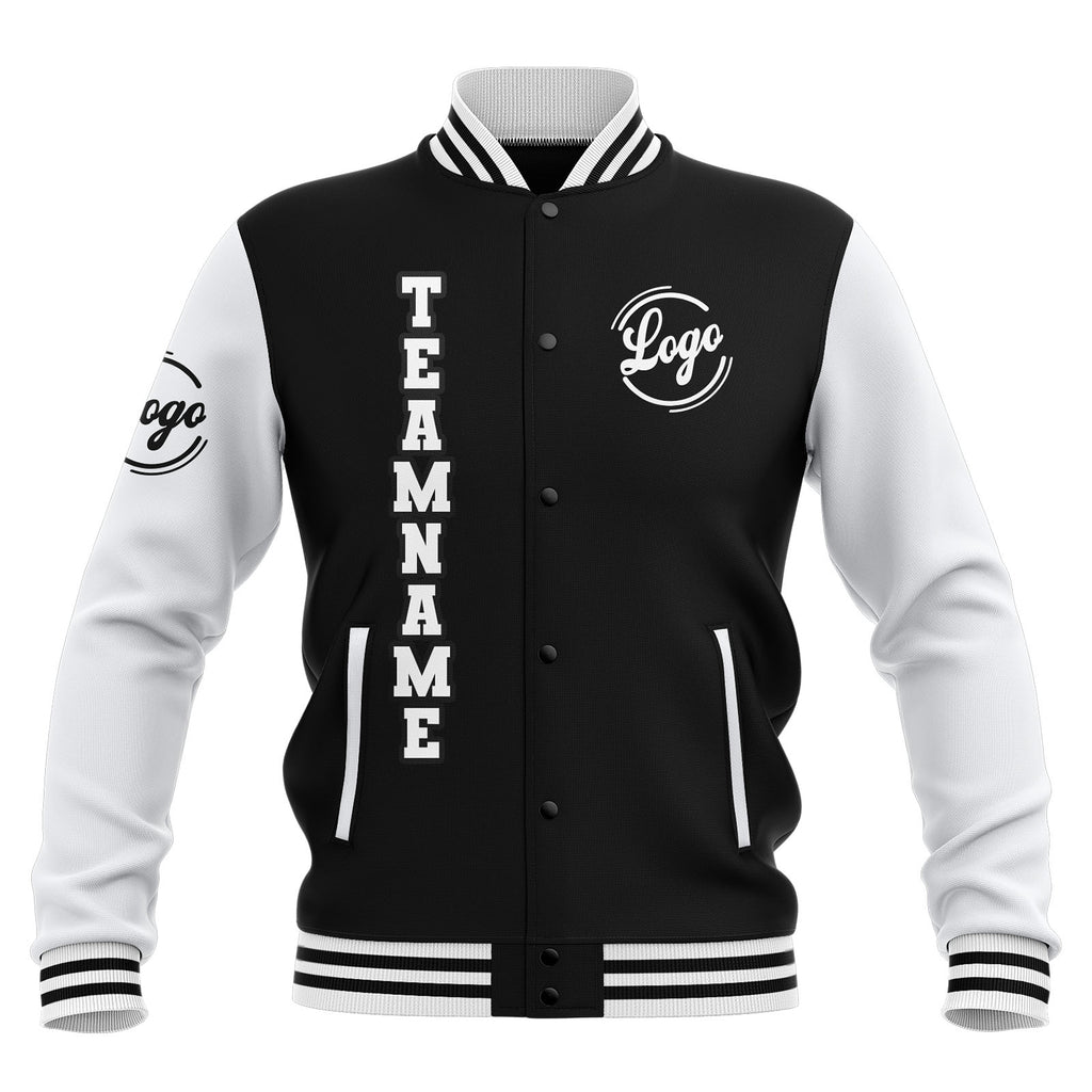 Custom Black White Waterproof Varsity Jackets Personalized Stitched Name Number Logo to Letterman Jackets enthsush