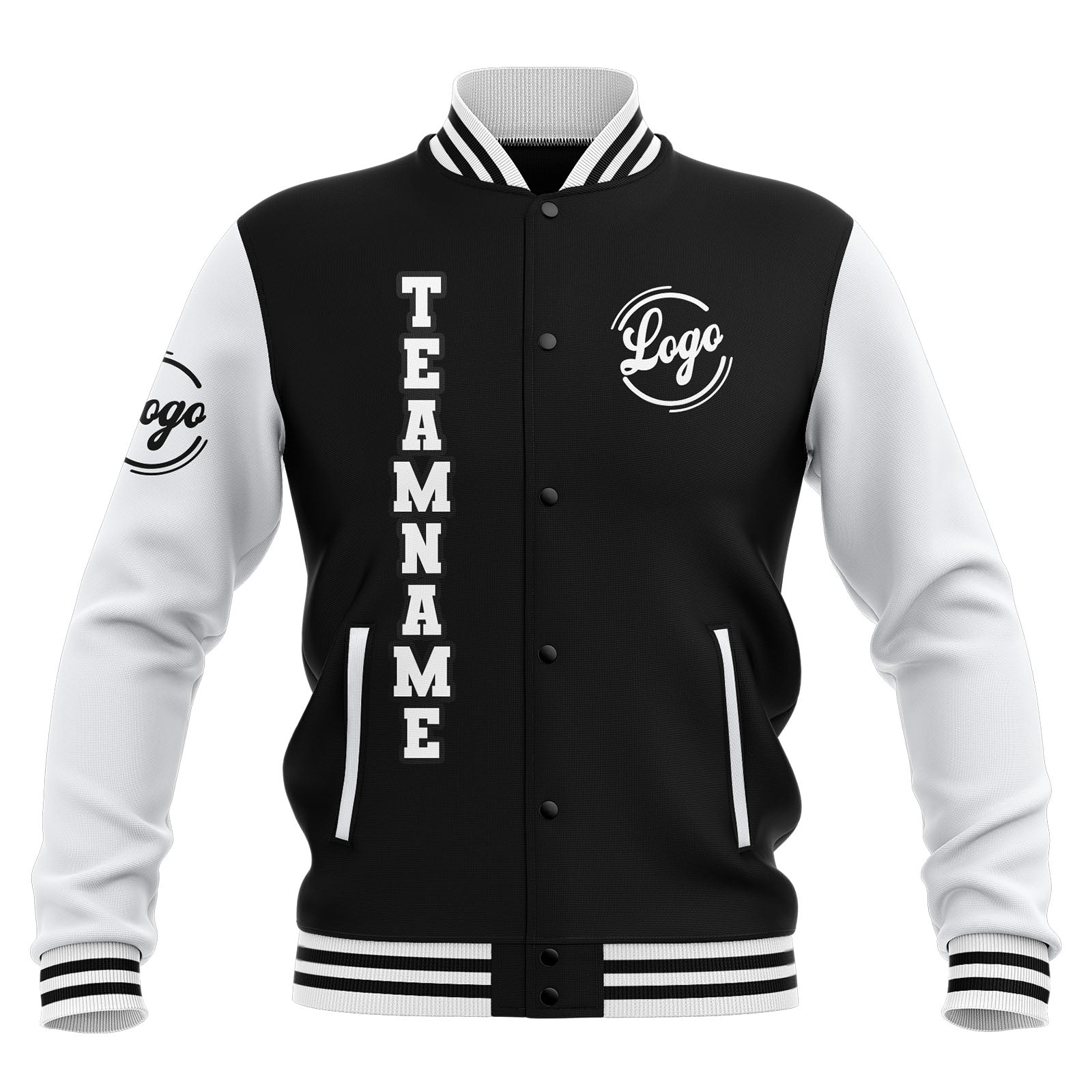 Custom Black White Waterproof Varsity Jackets Personalized Stitched Name Number Logo to Letterman Jackets enthsush