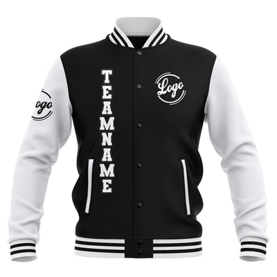 Custom Black White Waterproof Varsity Jackets Personalized Stitched Name Number Logo to Letterman Jackets enthsush