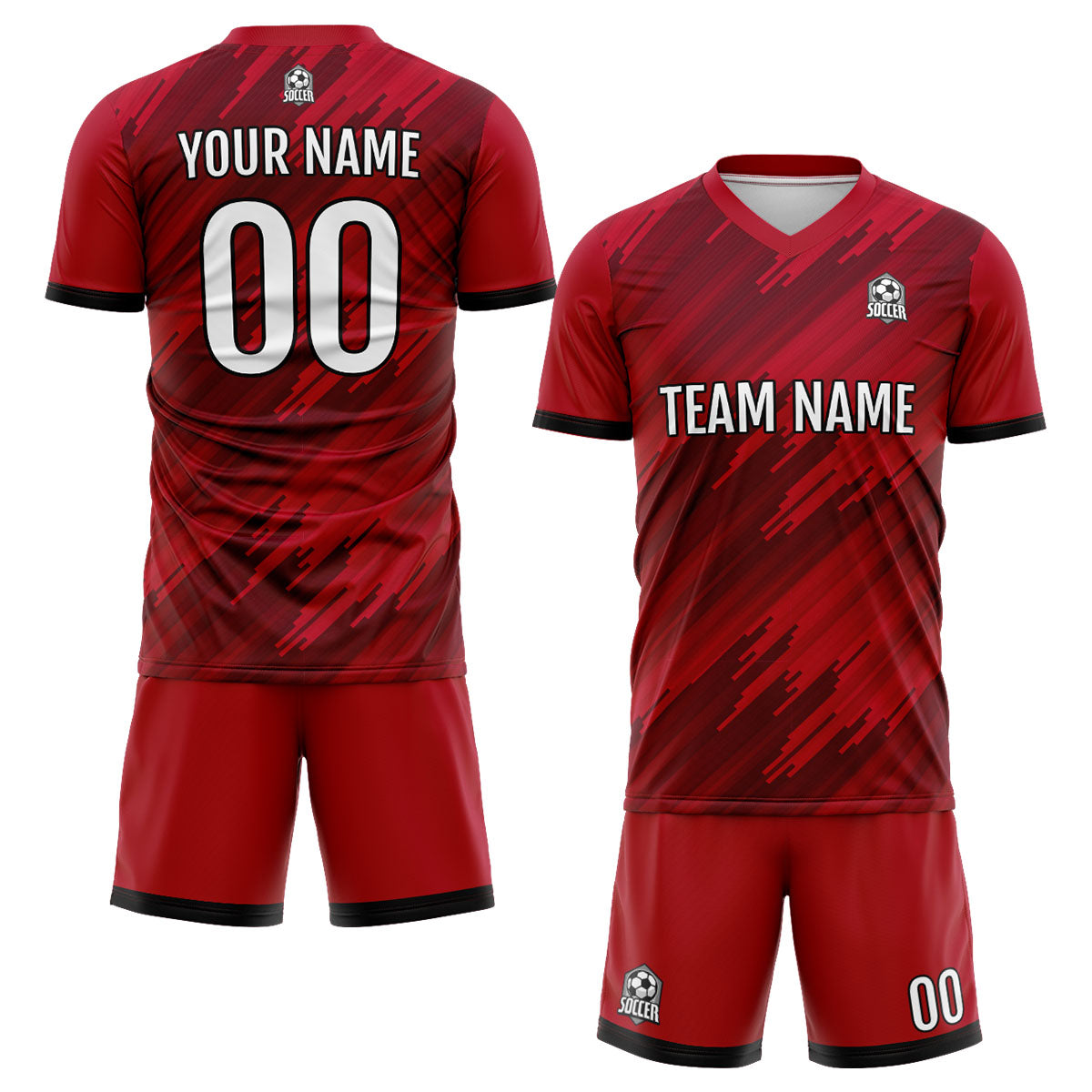 Custom Red Soccer Jerseys for Men Women Personalized Soccer Uniforms for Adult and Kid enthsush
