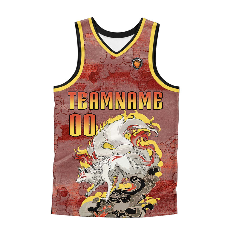 Custom Red Yellow Basketball Jersey Uniform Suit Printed Your Logo Name Number