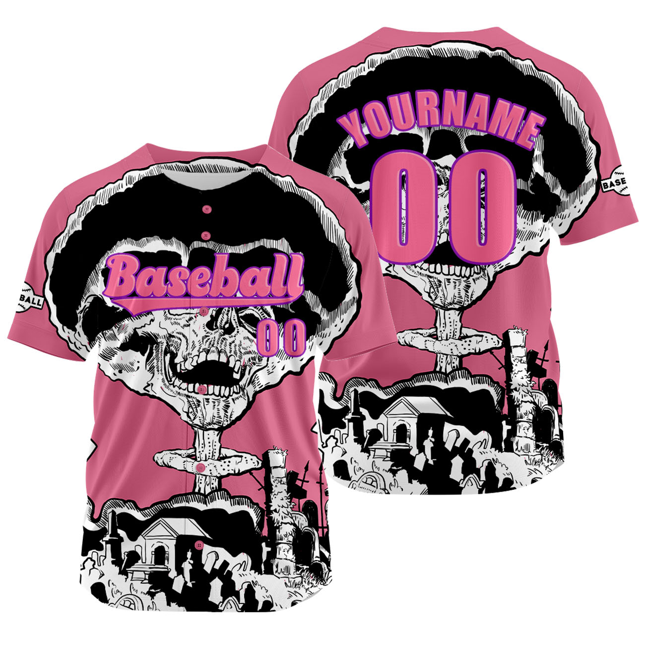 Custom Pink Baseball Jersey Personalized Baseball Shirt for Men Women Kids Youth enthsush