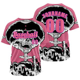 Custom Pink Baseball Jersey Personalized Baseball Shirt for Men Women Kids Youth