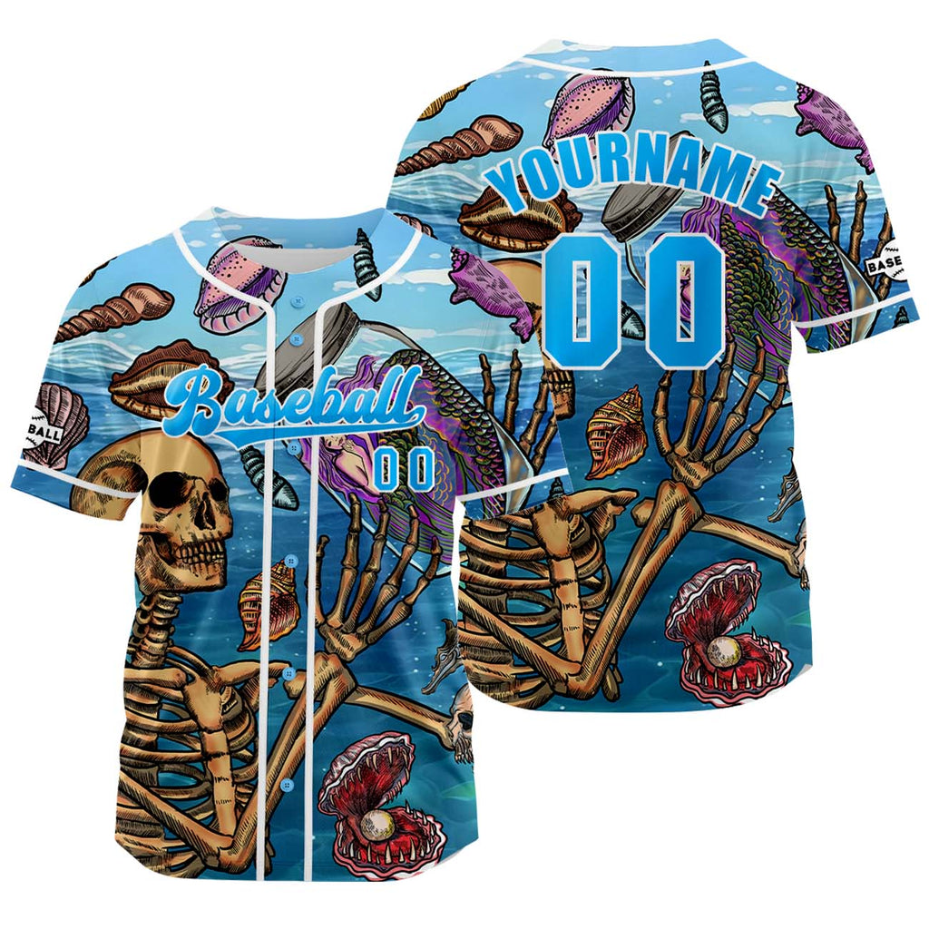 Custom Light Bule Jersey Personalized Baseball Shirt for Men Women Kids Youth enthsush
