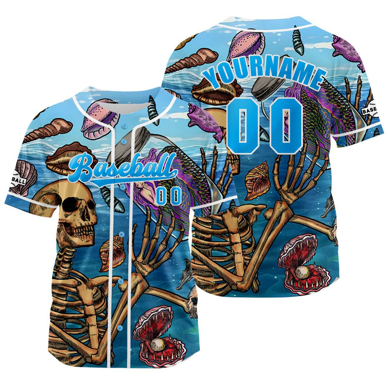 Custom Light Bule Jersey Personalized Baseball Shirt for Men Women Kids Youth