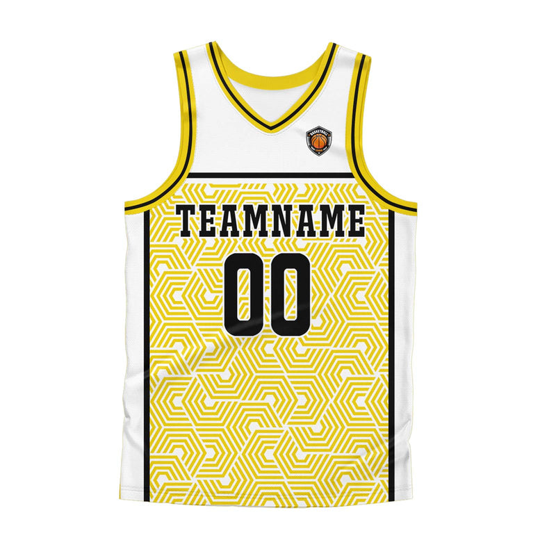 Custom White Yellow Basketball Jersey Uniform Suit Printed Your Logo Name Number