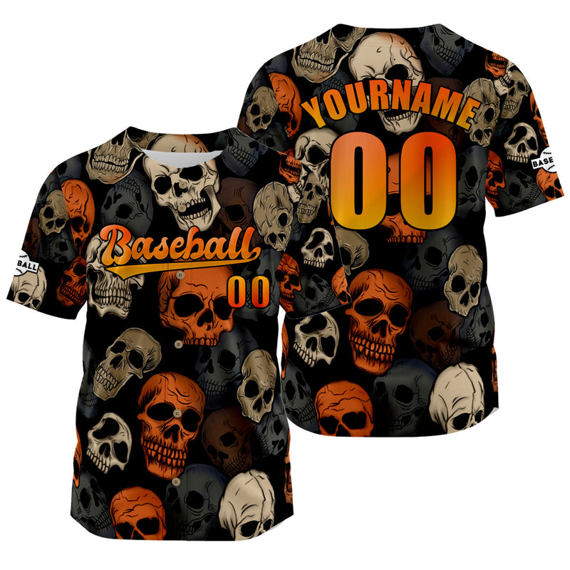 Custom Orange Jersey Personalized Baseball Shirt for Men Women Kids Youth
