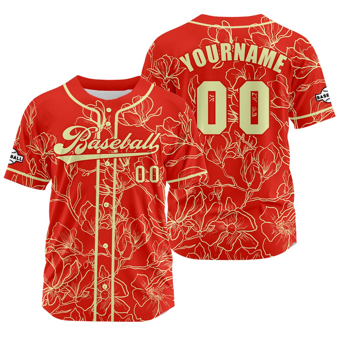 Custom Red Yellow Jersey Personalized Baseball Shirt for Men Women Kids Youth enthsush
